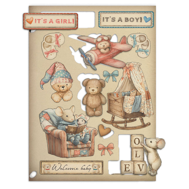 Bunte Holzformen A5 - Baby