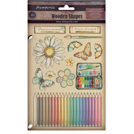 Bunte Holzform A5 - Daisy Art