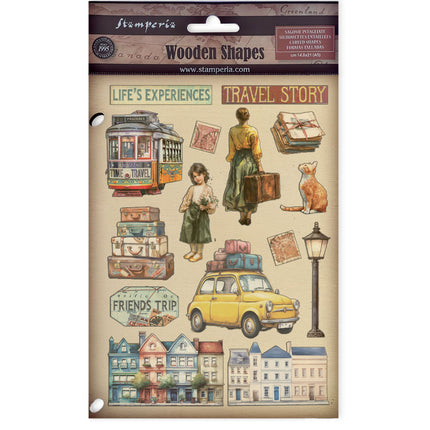 Buntes Holzmotiv A5 - Art of Travelling