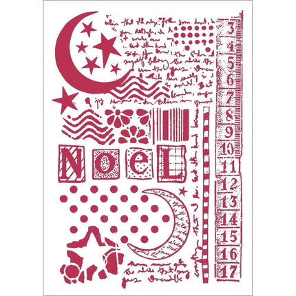 Schablone D cm 21x29,7 Mond, Stern und Schriftzüge