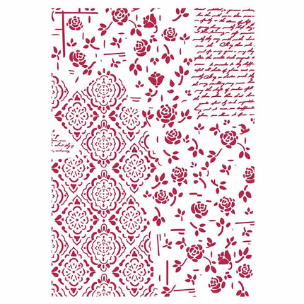 Schablone G cm. 21x29,7 Rosen und Dekorationen