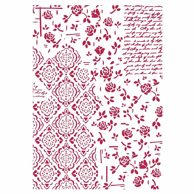 Schablone G cm. 21x29,7 Rosen und Dekorationen