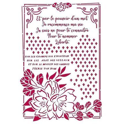 Schablone G 21x29,7 cm - Romantic Journal Blume mit Rahmen