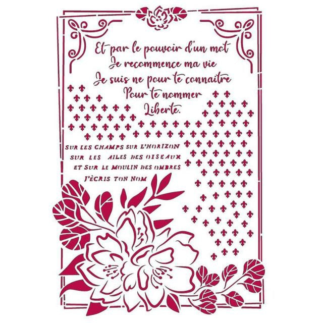 Schablone G 21x29,7 cm - Romantic Journal Blume mit Rahmen