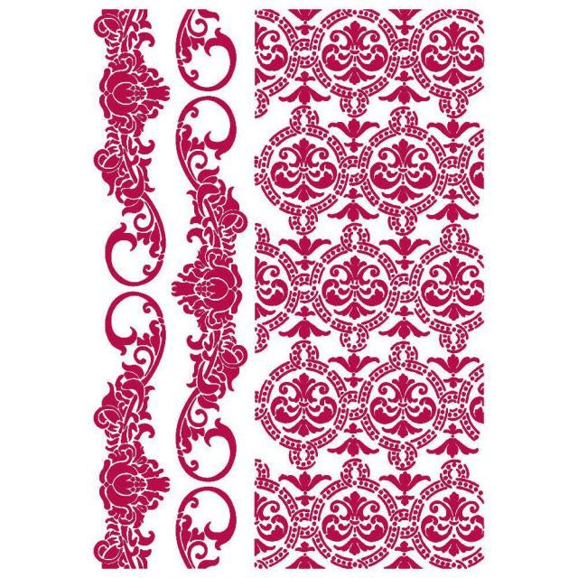 Schablone G 21x29,7 cm - Romantic Journal Rand und Textur