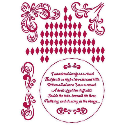 Schablone G 21x29,7 cm - Romantic Threads Ecken