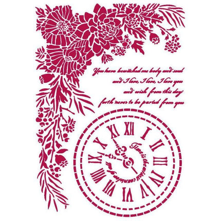 Schablone G 21x29,7 cm - Romantic Journal Uhr