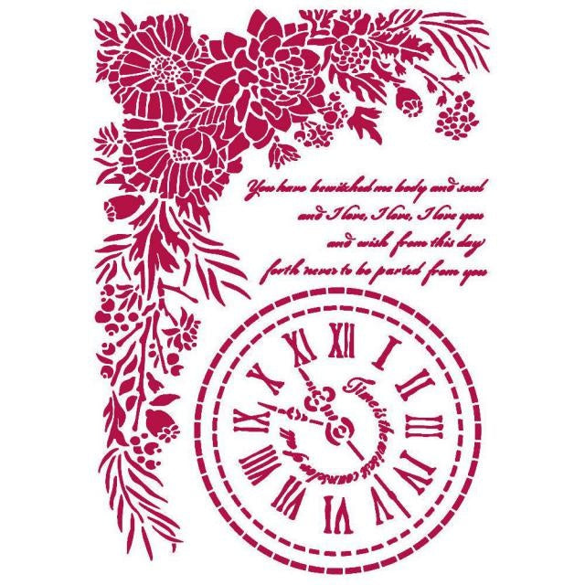 Schablone G 21x29,7 cm - Romantic Journal Uhr