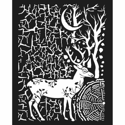 Dicke Schablone 20x25 cm Cosmos Hirsch und Rinde