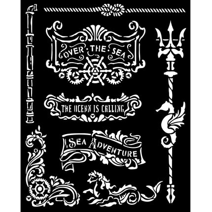Dicke Schablone cm 20x25 - Songs of the Sea Teller und Dreizack