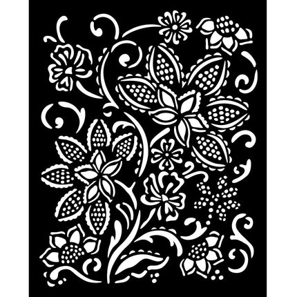 Dicke Schablone 20x25 cm - Zeitlose Batikblumen