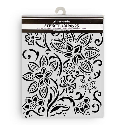 Dicke Schablone 20x25 cm - Zeitlose Batikblumen