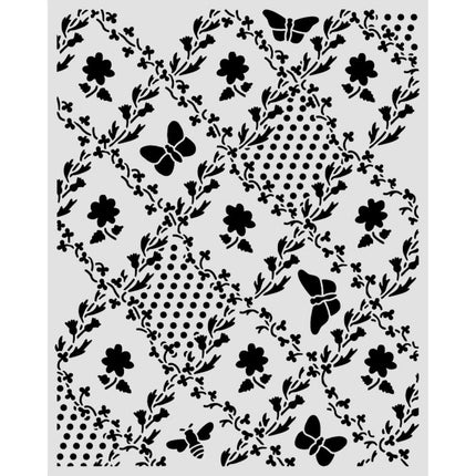Dicke Schablone cm 20X25 - Daisy Art Textur Schmetterling und Gänseblümchen