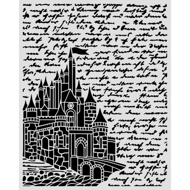 Lasergeschnittene Schablone für Kunst und Handwerk cm 20X25 - Wonderland Schloss