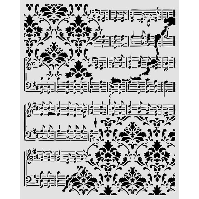 Lasergeschnittene Schablone für Kunst und Handwerk cm 20x25 - Symphony Partitur und Fries