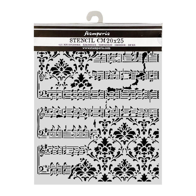 Lasergeschnittene Schablone für Kunst und Handwerk cm 20x25 - Symphony Partitur und Fries