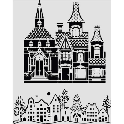 Cut laser stencil for Art and Craft cm 20X25 - Christmas house