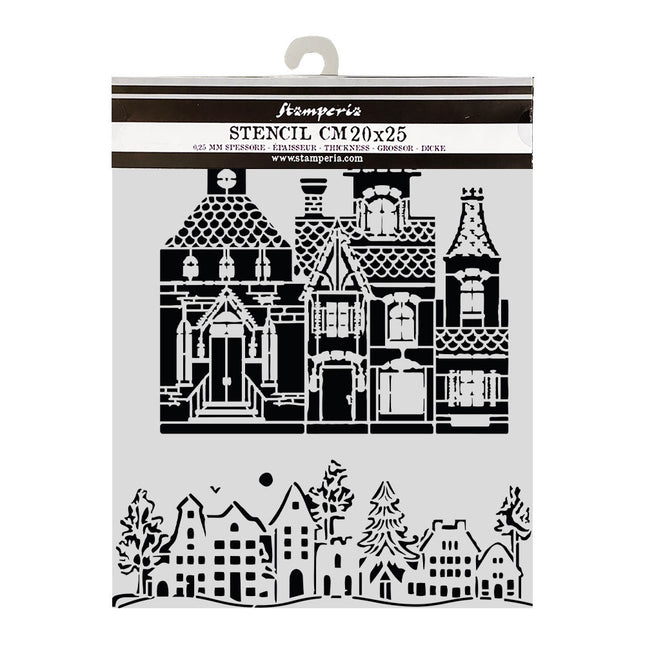 Cut laser stencil for Art and Craft cm 20X25 - Christmas house