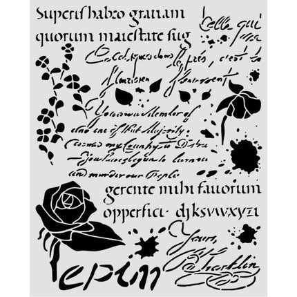 Cut laser stencil for Art and Craft cm 20X25 - Flowers and Poems Latin inspirations