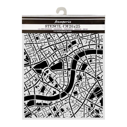 Cut laser stencil for Art and Craft cm 20X25 - Our Way street map