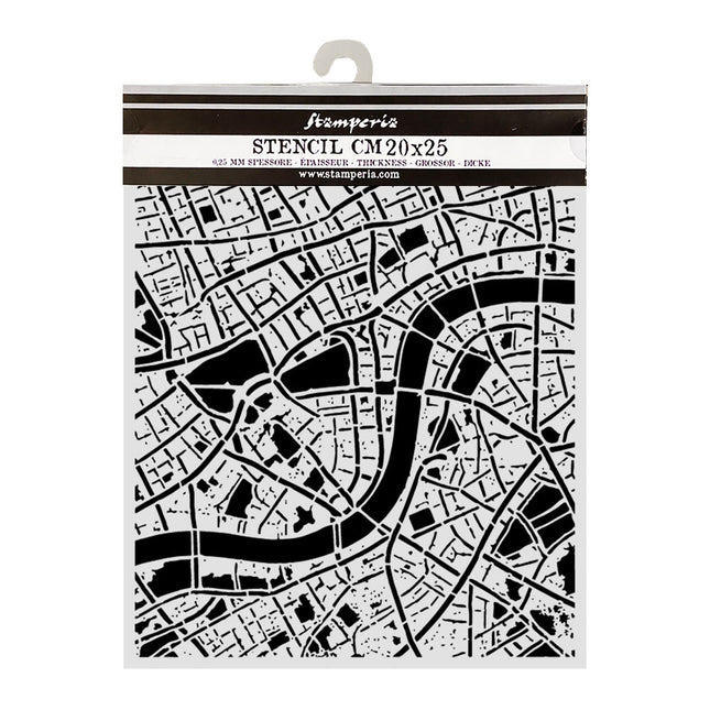 Cut laser stencil for Art and Craft cm 20X25 - Our Way street map