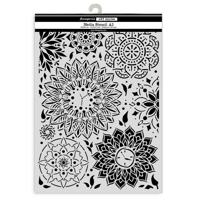 Gelaserte Schablone für Kunst und Handwerk A3 - Mandala-Muster