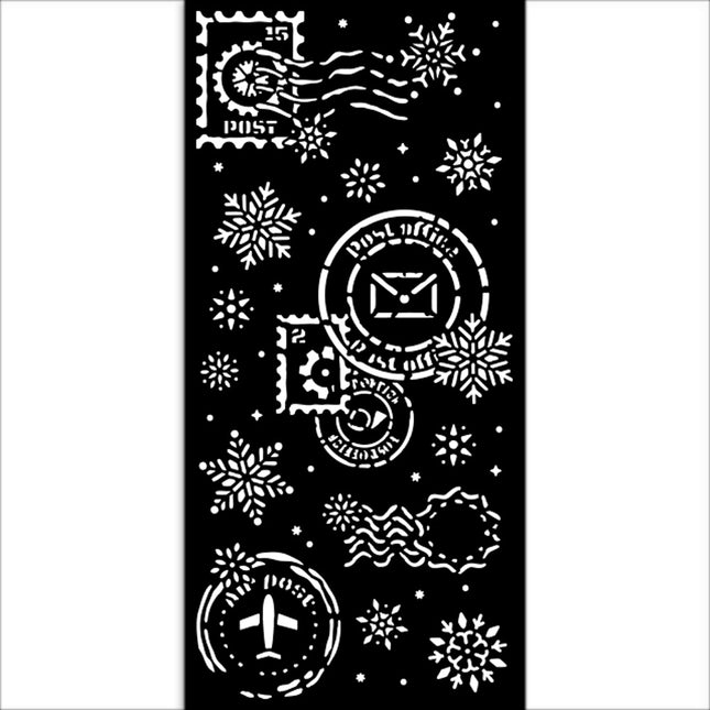 Dicke Schablone 12x25 cm - Bereit für Weihnachten Schneeflocken