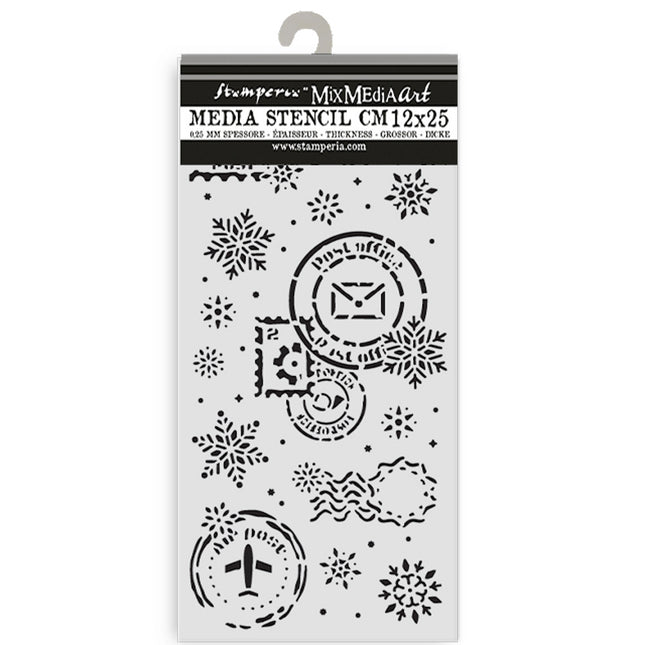 Dicke Schablone 12x25 cm - Bereit für Weihnachten Schneeflocken