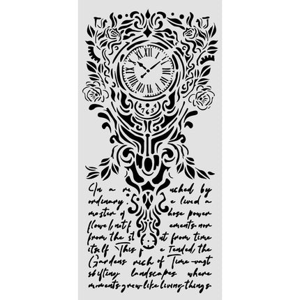 Gelaserte Schablone für Kunst und Handwerk cm 12X25 - Gardens of Time Uhr und Schriftzug