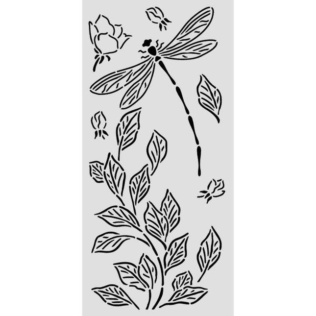 Lasergeschnittene Schablone für Kunst und Handwerk cm 12X25 - Wonderland Libelle