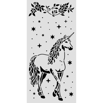 Lasergeschnittene Schablone für Kunst und Handwerk cm 12X25 - Wonderland Einhorn