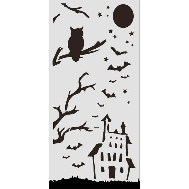 Gelaserte Schablone für Kunst und Handwerk 12x25 cm - Halloween Spukhaus