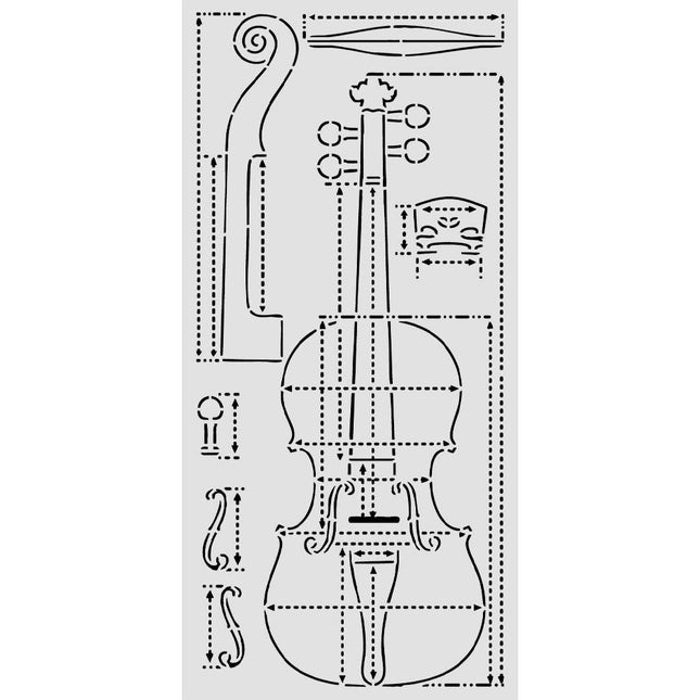 Lasergeschnittene Schablone für Kunst und Handwerk cm 12x25 - Symphony Violinabschnitte