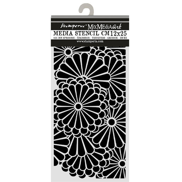 Lasergeschnittene Schablone für Kunst und Handwerk cm 12x25 - Oriental Garden Blumenmuster