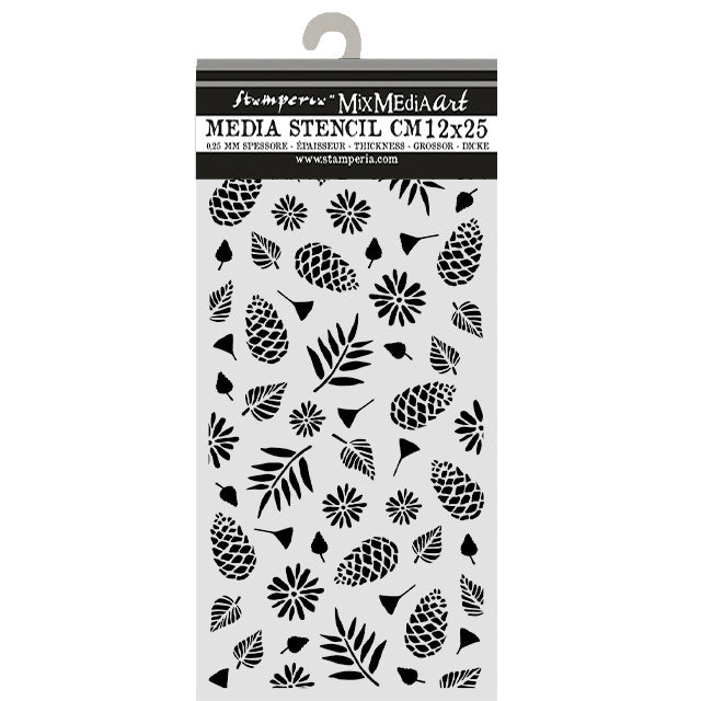 Cut laser stencil for Art and Craft cm 12X25 - Christmas pinecones pattern