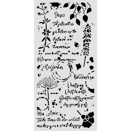 Cut laser stencil for Art and Craft cm 12X25 - Flowers and Poems flowers and writings