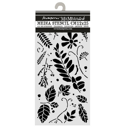 Cut laser stencil for Art and Craft cm 12X25 - Flowers and Poems mixed leaves
