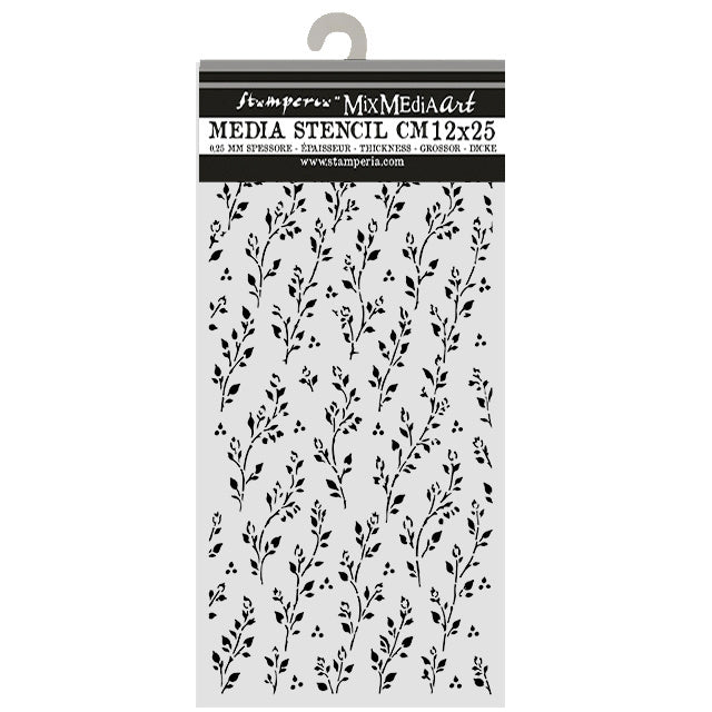 Cut laser stencil for Art and Craft cm 12X25 - Cozy Family sprig pattern