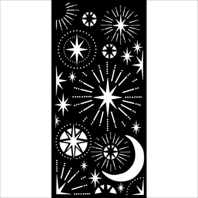 Dicke Schablone cm 12X25 - Weihnachtssterne und Mond