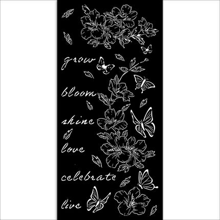 Dicke Schablone 12x25 cm - Create Happiness Secret Diary Blumen und Schmetterling