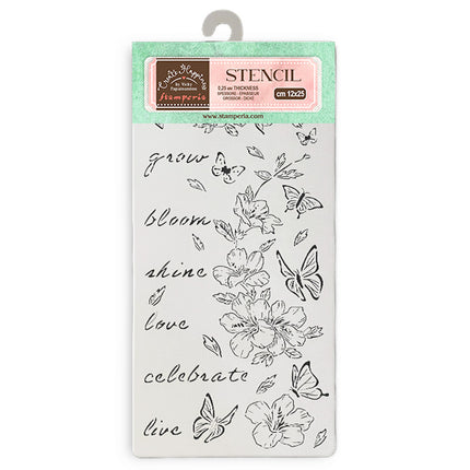 Dicke Schablone 12x25 cm - Create Happiness Secret Diary Blumen und Schmetterling