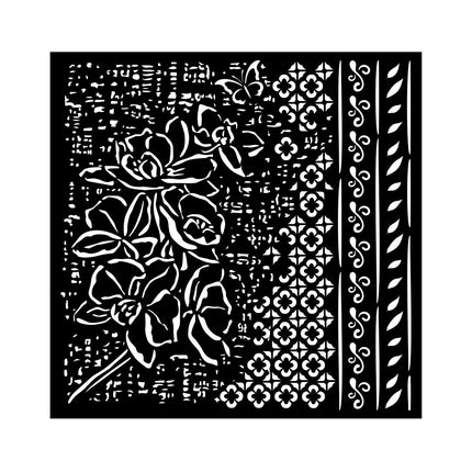 Dicke Schablone cm 18X18 - Orchideen und Katzen Orchideenmuster