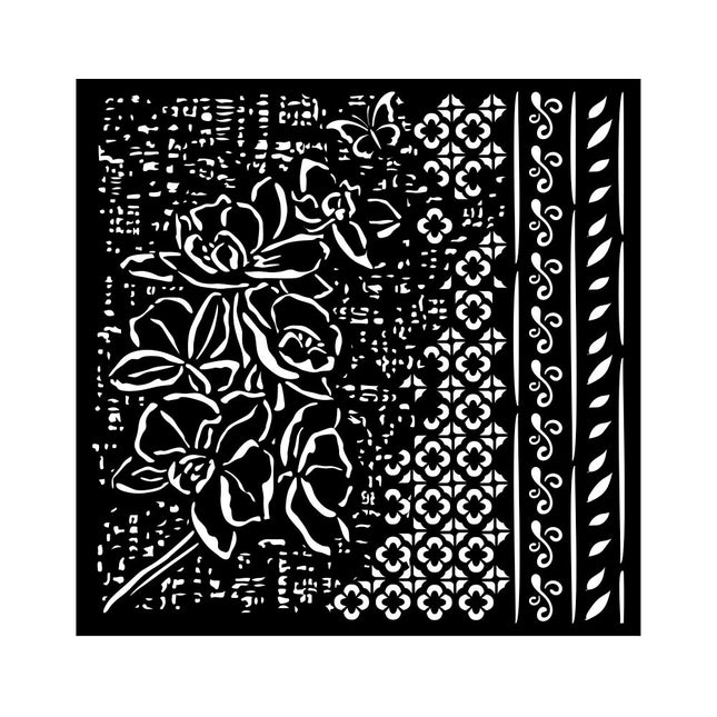 Dicke Schablone cm 18X18 - Orchideen und Katzen Orchideenmuster