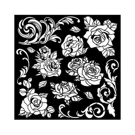 Dicke Schablone cm 18X18 - Shabby Rose Rosenmuster