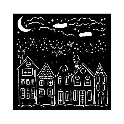 Dicke Schablone cm 18X18 - Klassische Weihnachts-Häuser