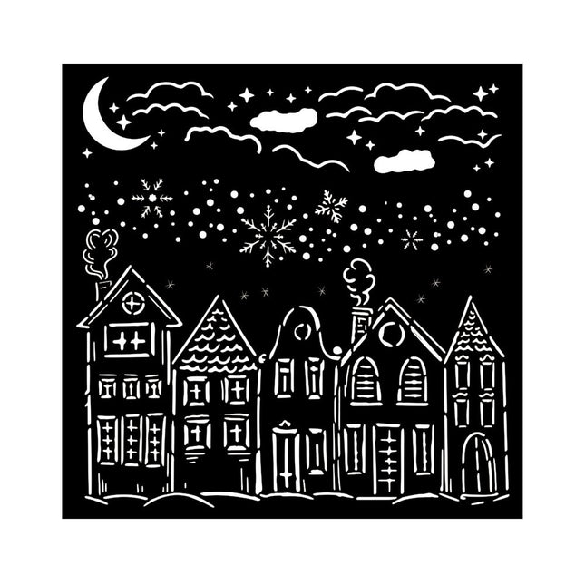 Dicke Schablone cm 18X18 - Klassische Weihnachts-Häuser
