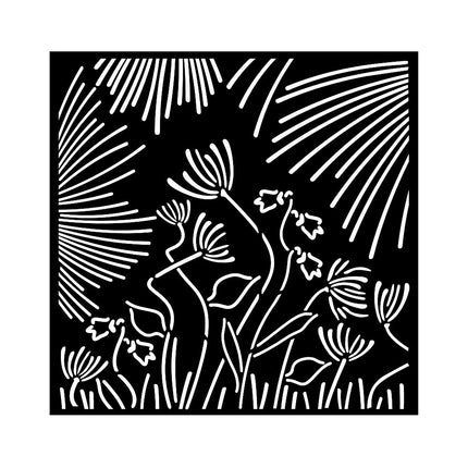 Dicke Schablone 18x18 cm - Wald abstrakte Blumen