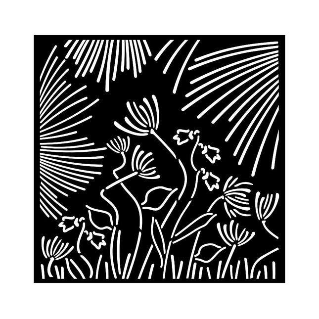 Dicke Schablone 18x18 cm - Wald abstrakte Blumen
