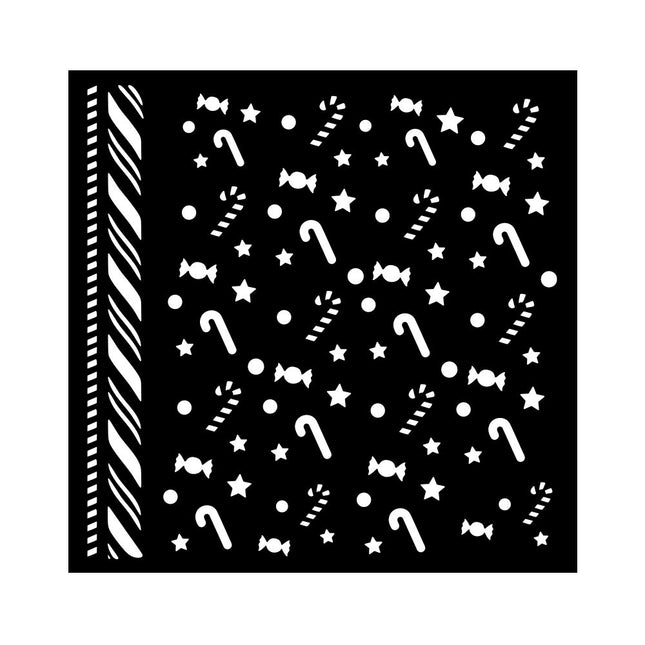 Dicke Schablone cm 18X18 - Candy Christmas Zuckerstangen-Muster