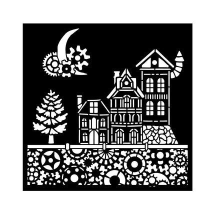 Dicke Schablone 18X18 cm - Gear up for Christmas Häuser